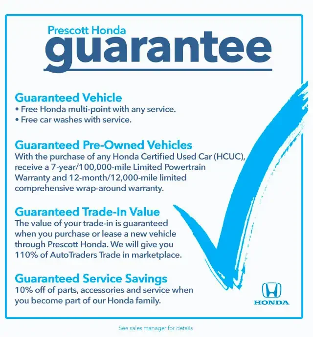 Prescott Honda guarantee img